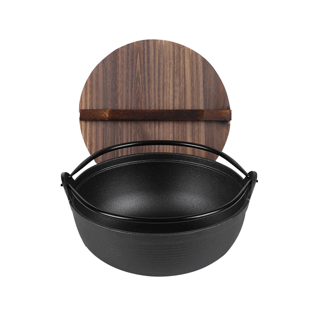 SOGA 25cm Cast Iron Japanese Style Sukiyaki Tetsu Nabe Shabu Hot Pot with Wooden Lid $ 72.50