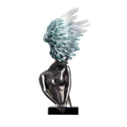 SOGA 86cm Silver Sculpture – Turquoise Winged Decor with Black Marble Base $ 960.00