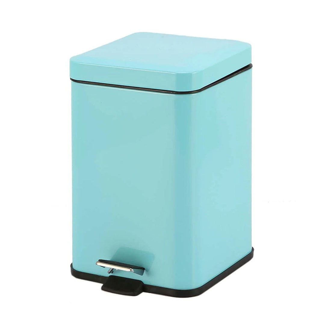 SOGA Foot Pedal Stainless Steel Rubbish Recycling Garbage Waste Trash Bin Square 6L Blue