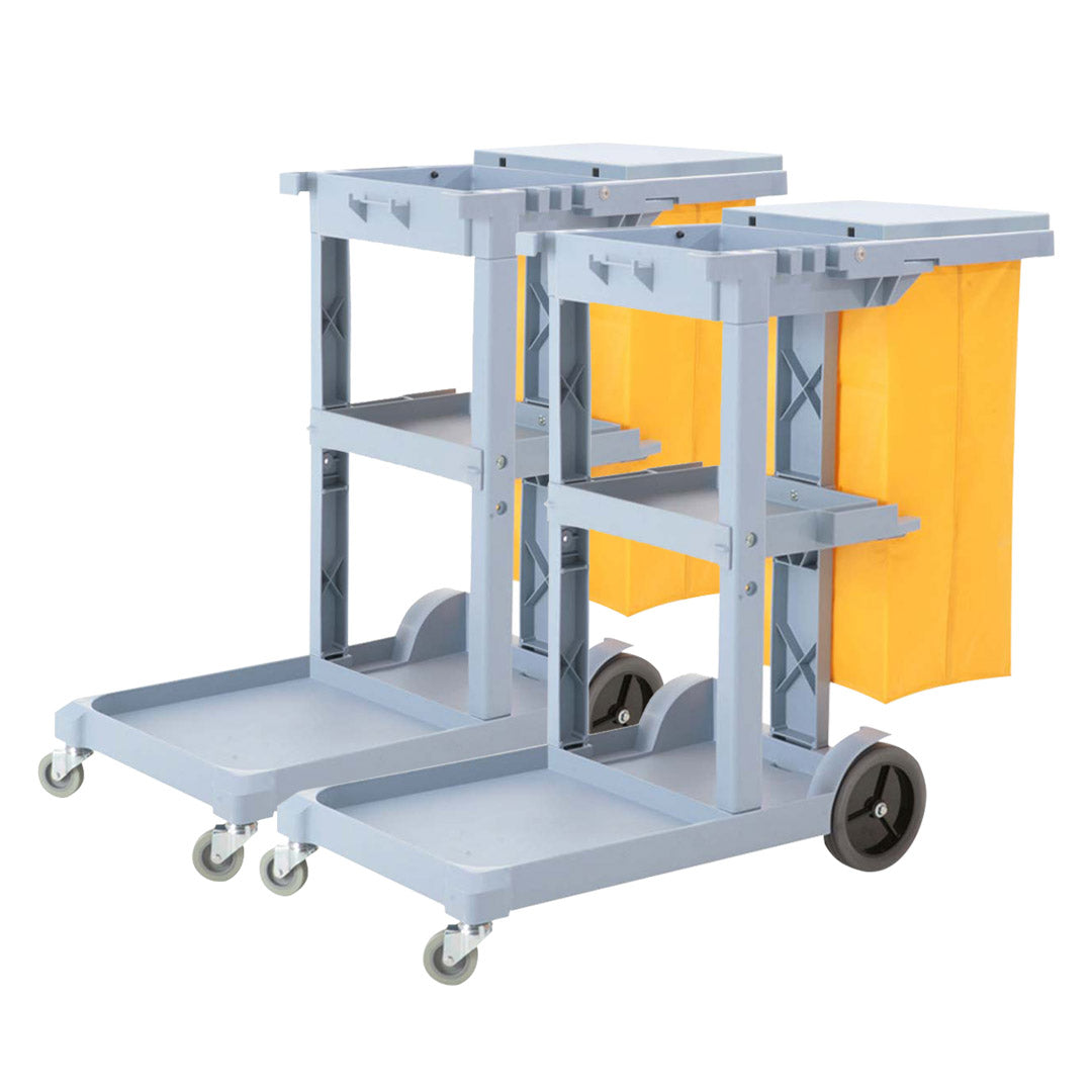 SOGA 2X 3 Tier Multifunction Janitor Cleaning Waste Cart Trolley and Waterproof Bag with Lid $ 538.90