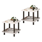 SOGA 2X 70cm White Ceramic Table Stone Pattern Modern Design with Black Legs