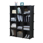 SOGA 4 Tier 12-Cube Black Portable Wardrobe Divide-Grid Modular Storage Organiser Foldable Closet $ 85.50