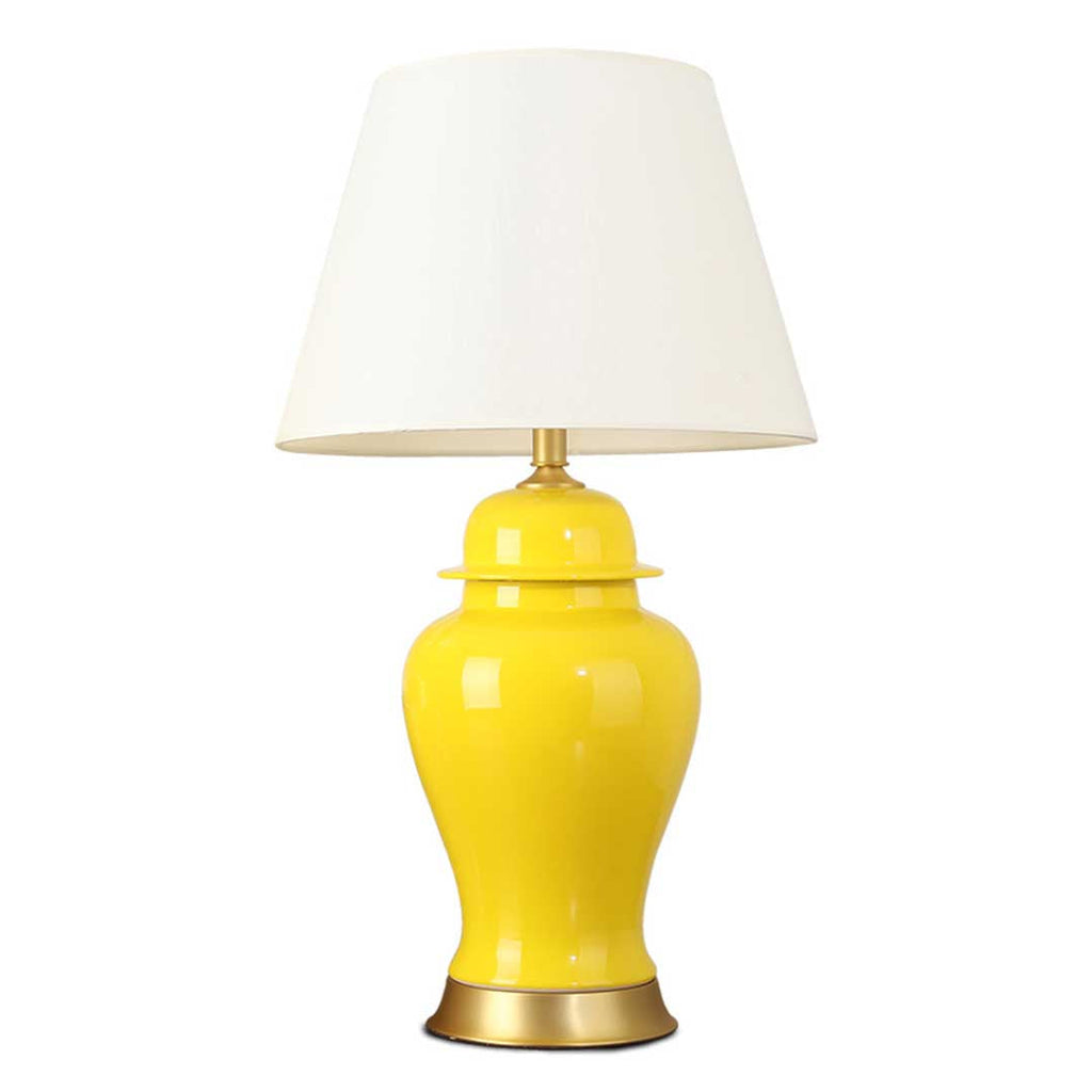 SOGA Oval Ceramic Table Lamp with Gold Metal Base Desk Lamp Yellow $ 211.50