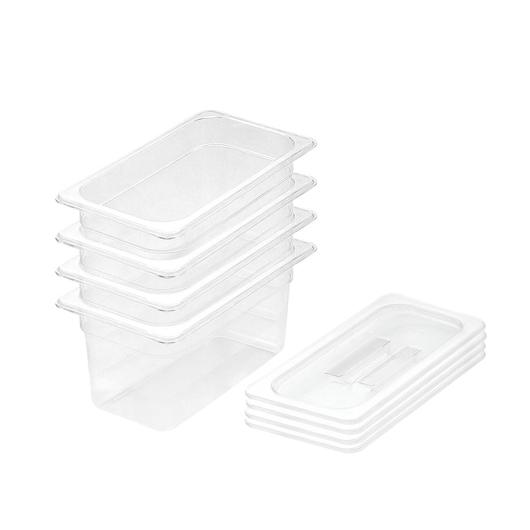 SOGA 100mm Clear Gastronorm GN Pan 1/3 Food Tray Storage Bundle of 4 with Lid $ 164.50