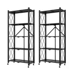 SOGA 2X 5 Tier Steel Black Foldable Kitchen Cart Multi-Functional Shelves Storage Organizer with Wheels $ 280.90