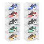 SOGA 2X 5 Tier Transparent Portable Shoe Organiser Sneaker Footwear Folding Plastic Bin Stackable Storage Box with Magnetic Door