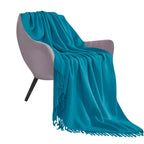 SOGA Blue Acrylic Knitted Throw Blanket Solid Fringed Warm Cozy Woven Cover Couch Bed Sofa Home Decor $ 77.90