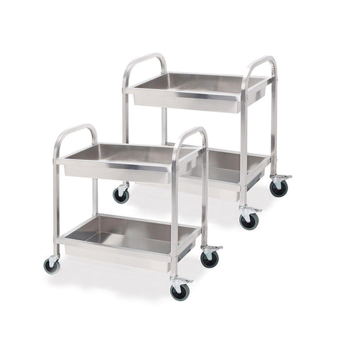 SOGA 2X 2 Tier 75×40×83cm Stainless Steel Kitchen Trolley Bowl Collect Service Food Cart Small $ 422.50