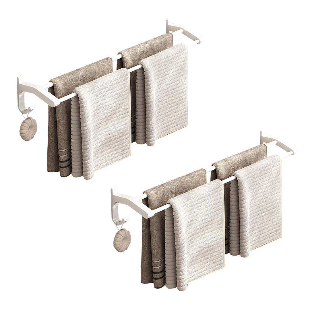SOGA 2X 62cm White Wall-Mounted Double Pole Towel Holder Bathroom Organiser Rail Hanger with Hooks $ 105.50