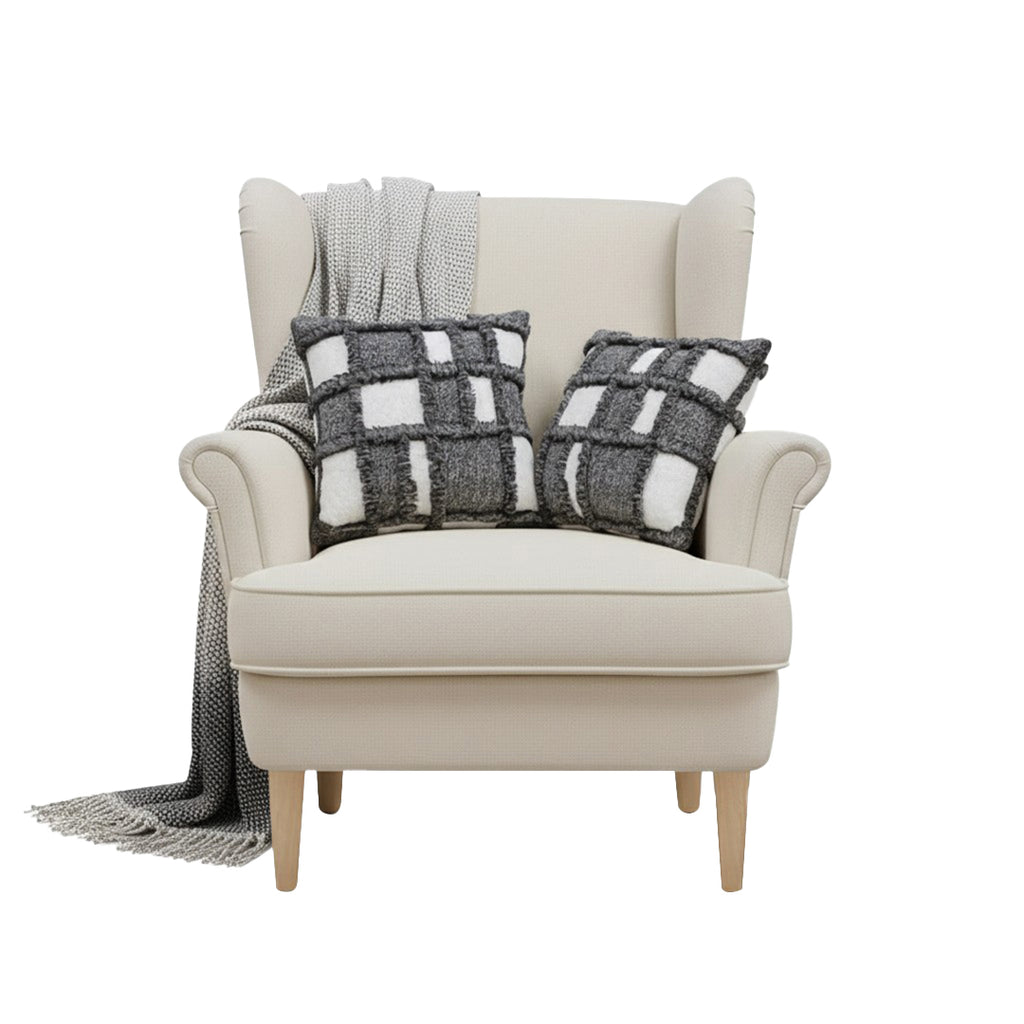 SOGA Home & Living Bundle – 2 Gray Bohemian Fringe Pillow & Star Grey Tassel Blanket