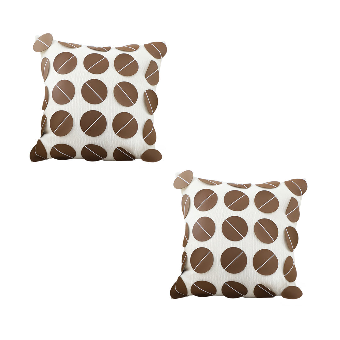 SOGA 2X 45cm Brown Leather Square Pillow with 3D Circle Pattern Decorative Cushion for Living Room $ 107.90