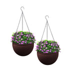 SOGA 2X Coffee Small Hanging Resin Flower Pot Self Watering Basket Planter Outdoor Garden Decor $ 51.90