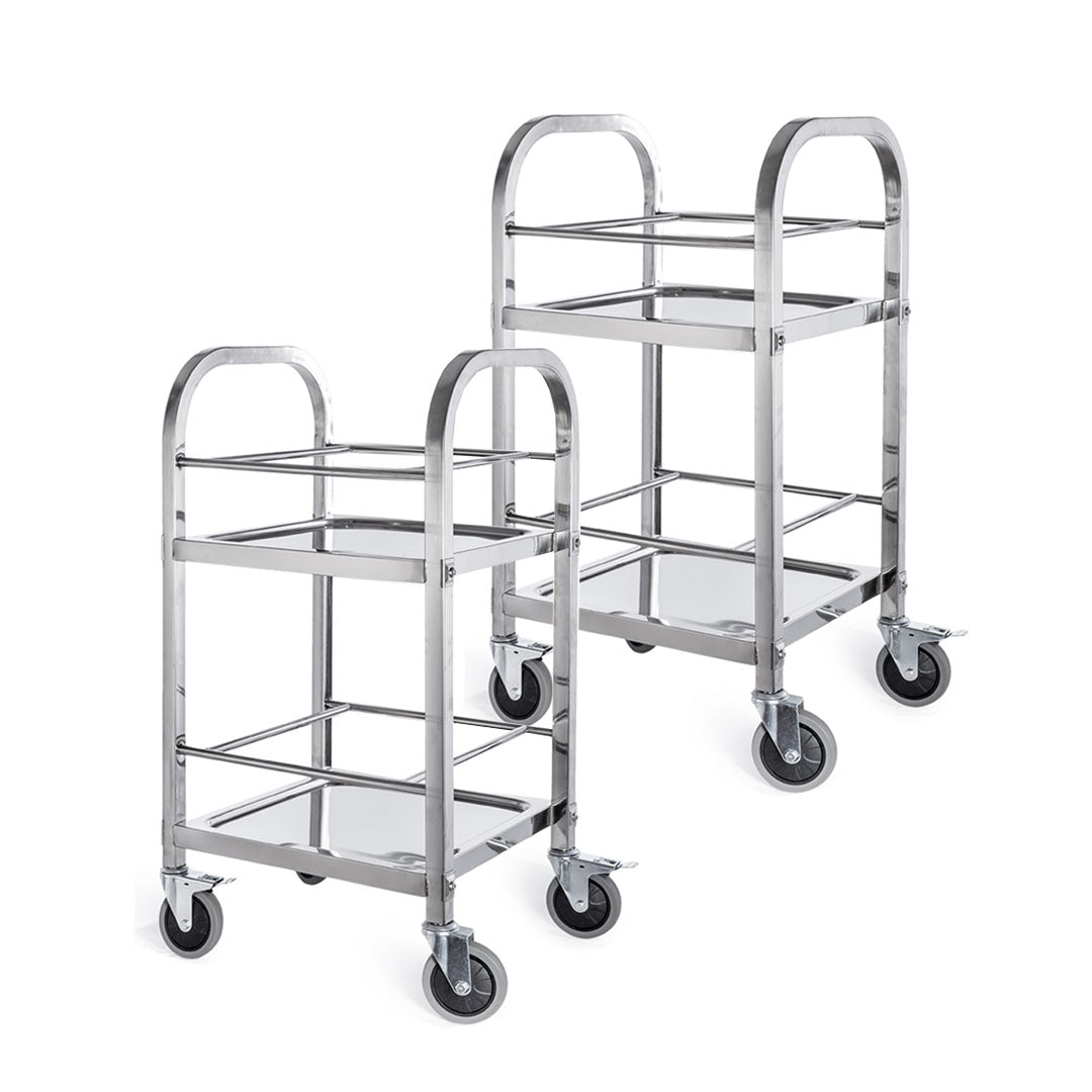 SOGA 2X 2 Tier 500x500x950 Stainless Steel Square Tube Drink Wine Food Utility Cart $ 323.50