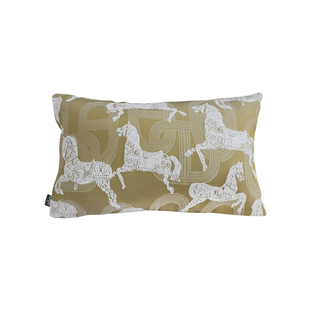 SOGA 35cm Vintage Olive Green White Horse Pattern Throw Pillow $ 73.50