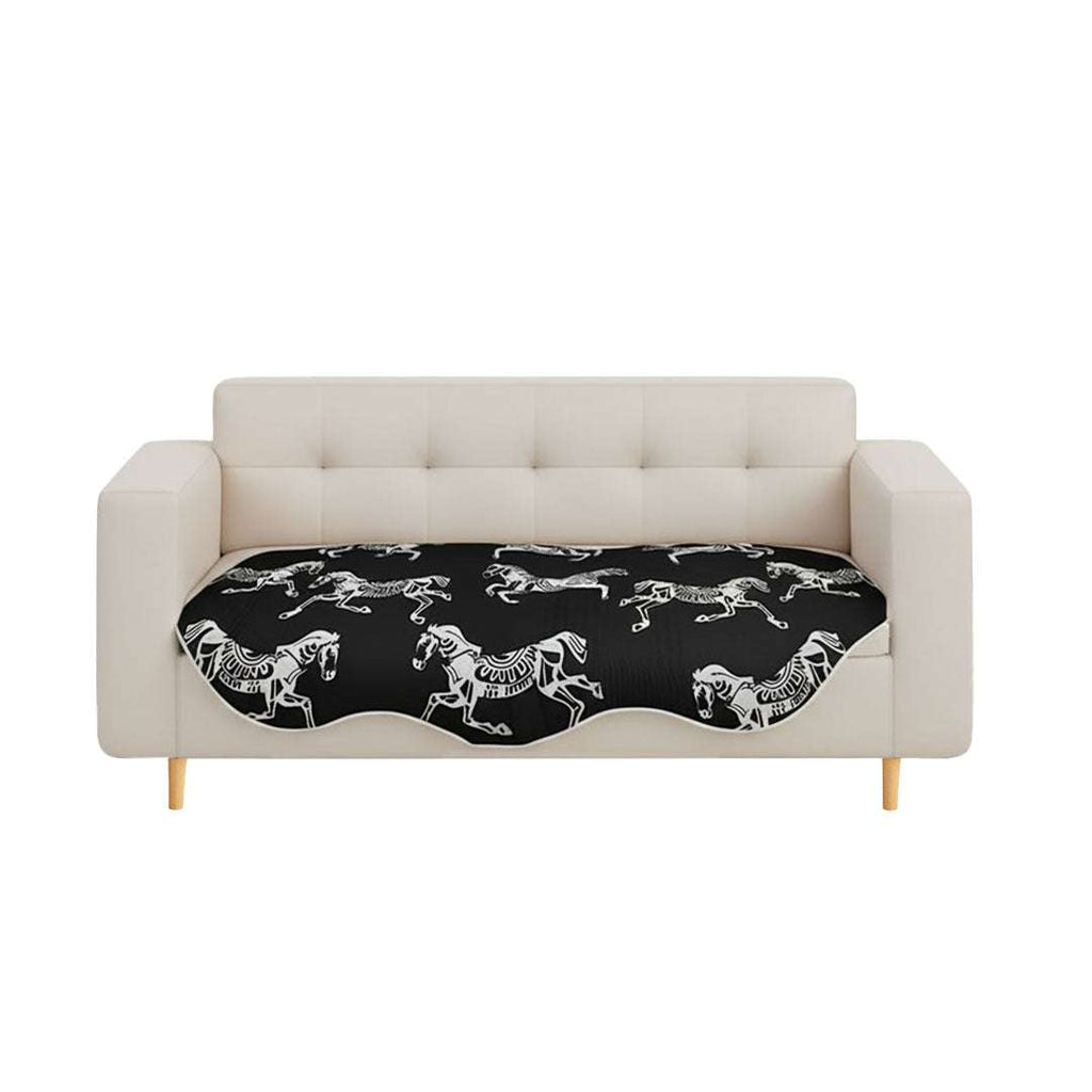 SOGA Three-Seater Black Horse Print 90x210cm Throw Blanket Sofa Cover $ 125