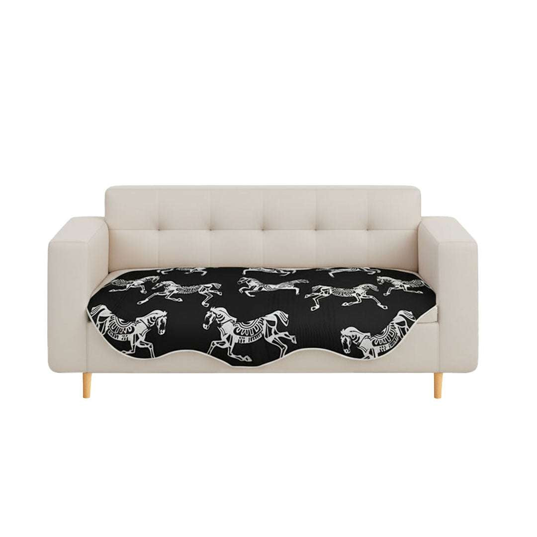 SOGA Three-Seater Black Horse Print 90x210cm Throw Blanket Sofa Cover $ 125