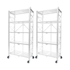 SOGA 2X 5 Tier Steel White Foldable Display Stand Multi-Functional Shelves Storage Organizer with Wheels $ 301.90