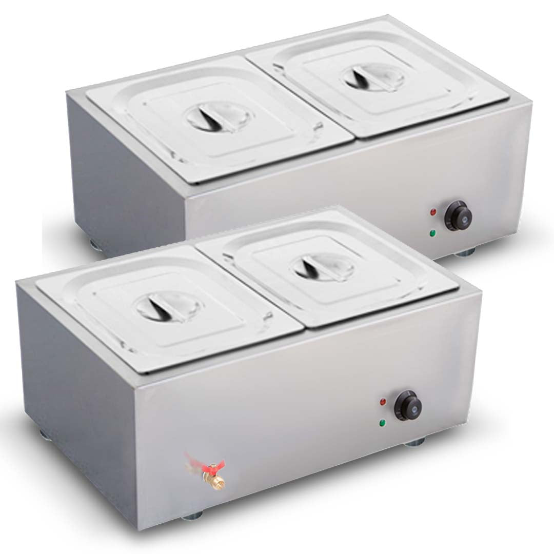 SOGA 2X Stainless Steel 2 X 1/2 GN Pan Electric Bain-Marie Food Warmer with Lid $ 840.90