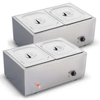 SOGA 2X Stainless Steel 2 X 1/2 GN Pan Electric Bain-Marie Food Warmer with Lid $ 840.90