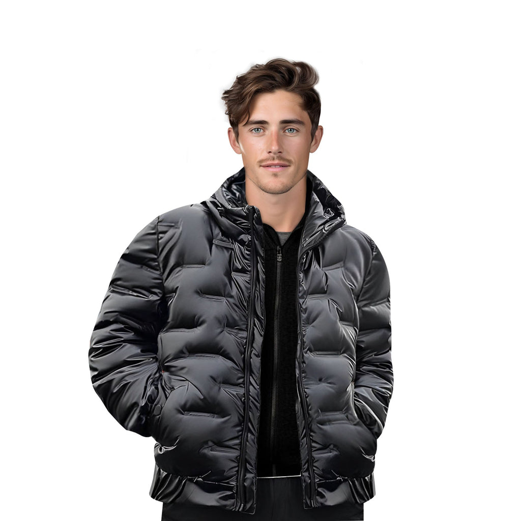 abbee Black Winter Hooded Glossy Down Jacket Stylish Lightweight Quilted Warm Puffer Coat $ 155.50