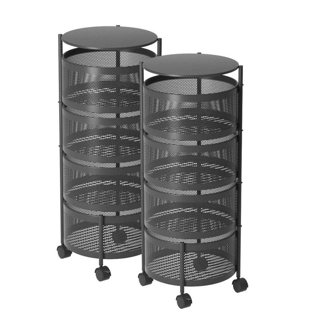 SOGA 2X 4 Tier Steel Round Rotating Kitchen Cart Multi-Functional Shelves Storage Organizer with Wheels $ 193.90
