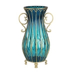 SOGA 51cm Blue Glass Oval Floor Vase with Metal Flower Stand $ 366.90