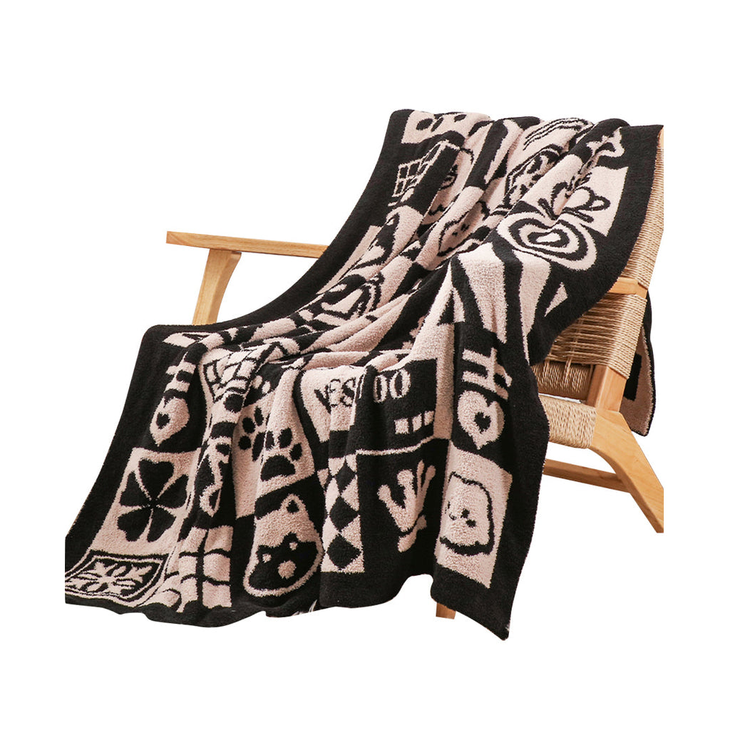 SOGA 130x160cm Throw Blanket Black and White New Year Limited Edition Peace and Joy Plush Cozy $ 111.50