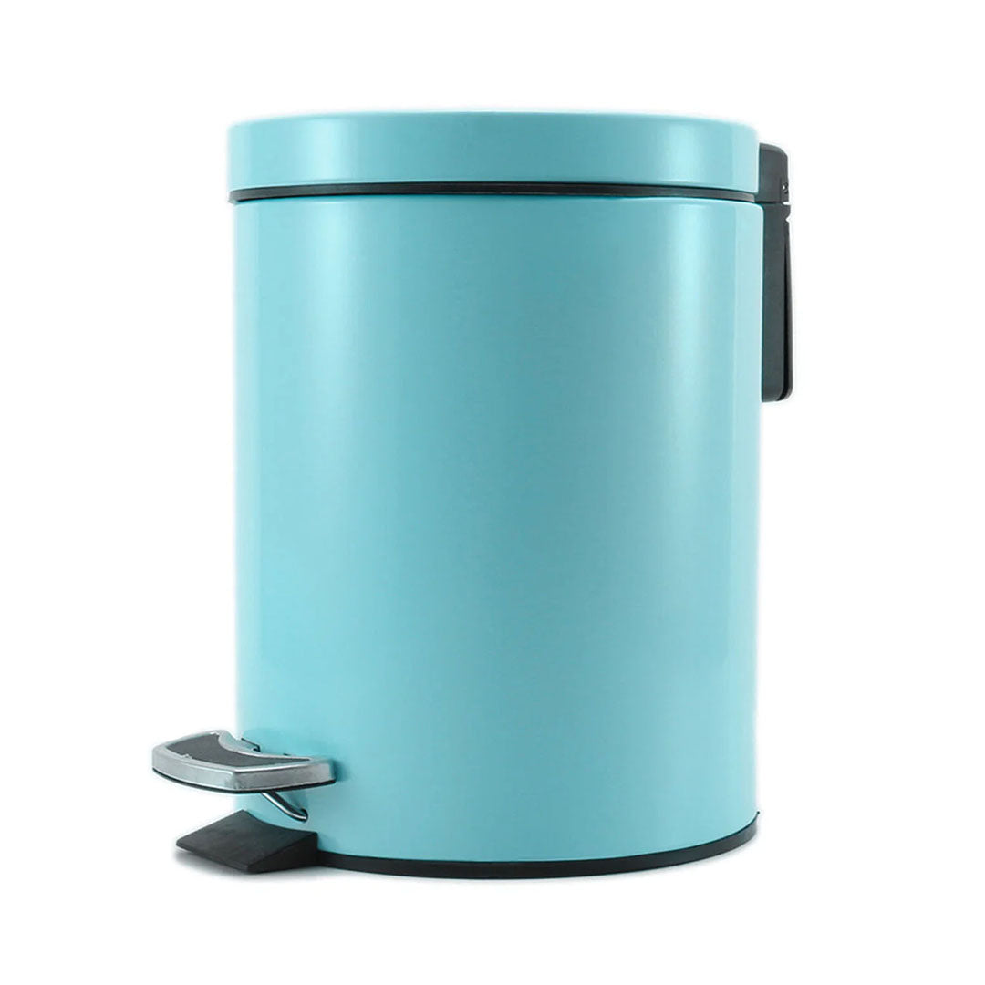 SOGA Foot Pedal Stainless Steel Rubbish Recycling Garbage Waste Trash Bin Round 7L Blue