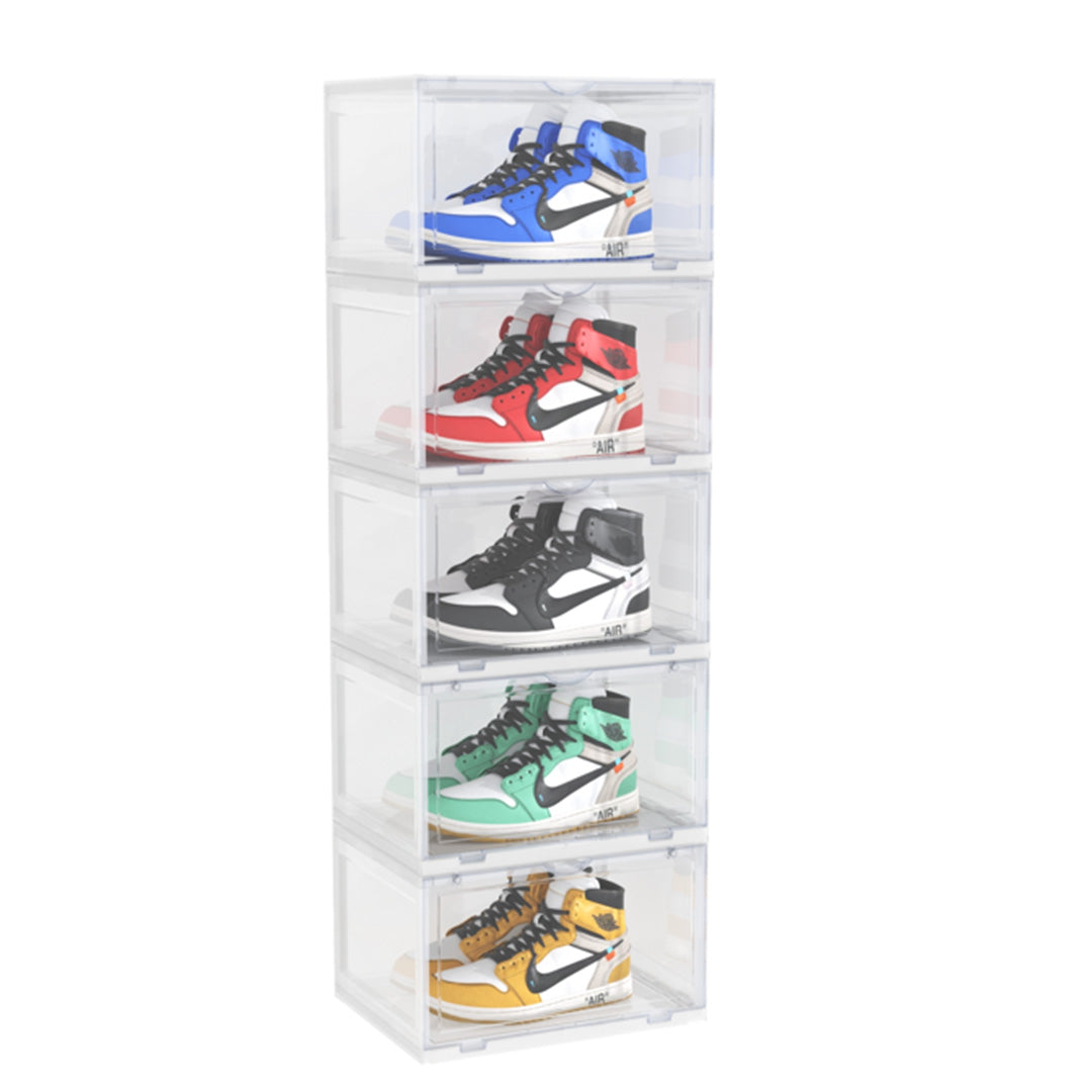 SOGA 5 Tier Transparent Portable Shoe Organiser Sneaker Footwear Folding Plastic Bin Stackable Storage Box with Magnetic Door $ 144.50