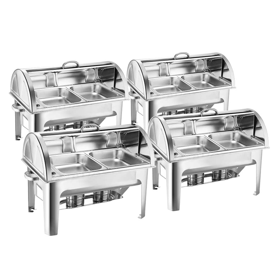 SOGA 4X 4.5L Dual Tray Stainless Steel Roll Top Chafing Dish Food Warmer $ 1249.50