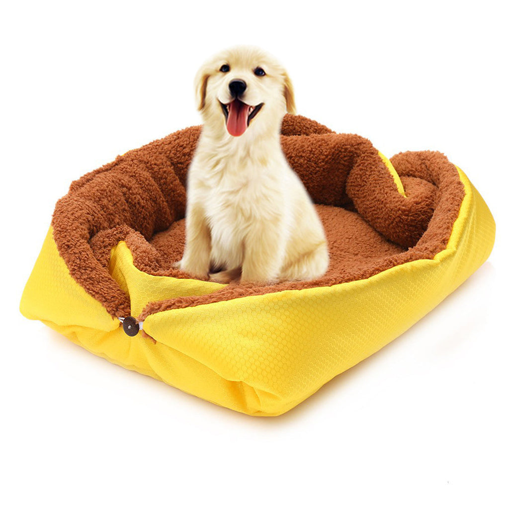 SOGA Yellow Dual-purpose Cushion Nest Cat Dog Bed Warm Plush Kennel Mat Pet Home Travel Essentials $ 35.50