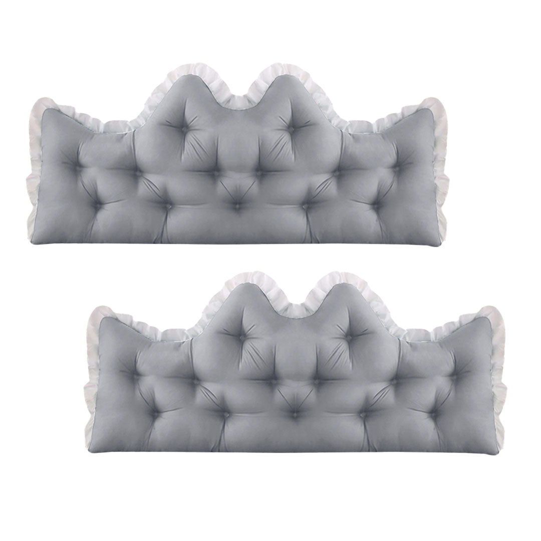 SOGA 2x 150cm Crown Pillows Tufted Light Grey Headboard Cushion Set $ 129.50