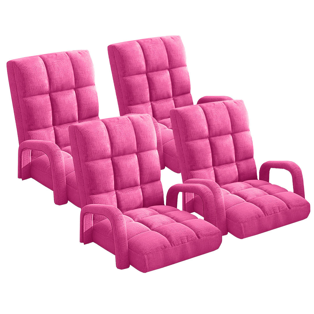 SOGA 4X Foldable Lounge Cushion Adjustable Floor Lazy Recliner Chair with Armrest Pink $ 802.50