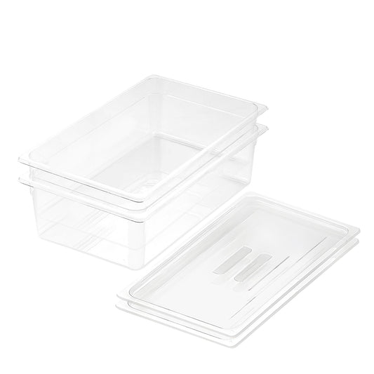 SOGA 150mm Clear Gastronorm GN Pan 1/1 Food Tray Storage Bundle of 2 with Lid