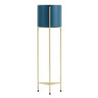 SOGA 2 Layer 81cm Gold Metal Plant Stand with Blue Flower Pot Holder Corner Shelving Rack Indoor Display $ 166.90