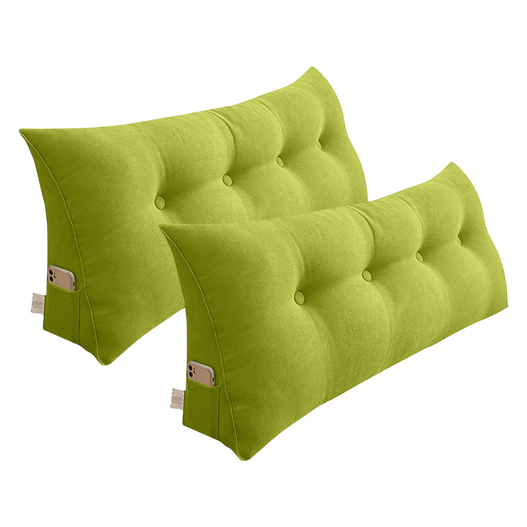 SOGA 2X 120cm Green Triangular Wedge Bed Pillow Headboard Backrest Bedside Tatami Cushion Home Decor