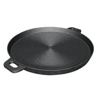 SOGA 35cm Round Ribbed Cast Iron Frying Pan Skillet Steak Sizzle Platter with Handle $ 63.50