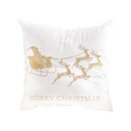 SOGA 45cm Throw Pillow White with Golden Christmas Sleigh Design Festive Holiday Square Cushion Decor $ 46.90