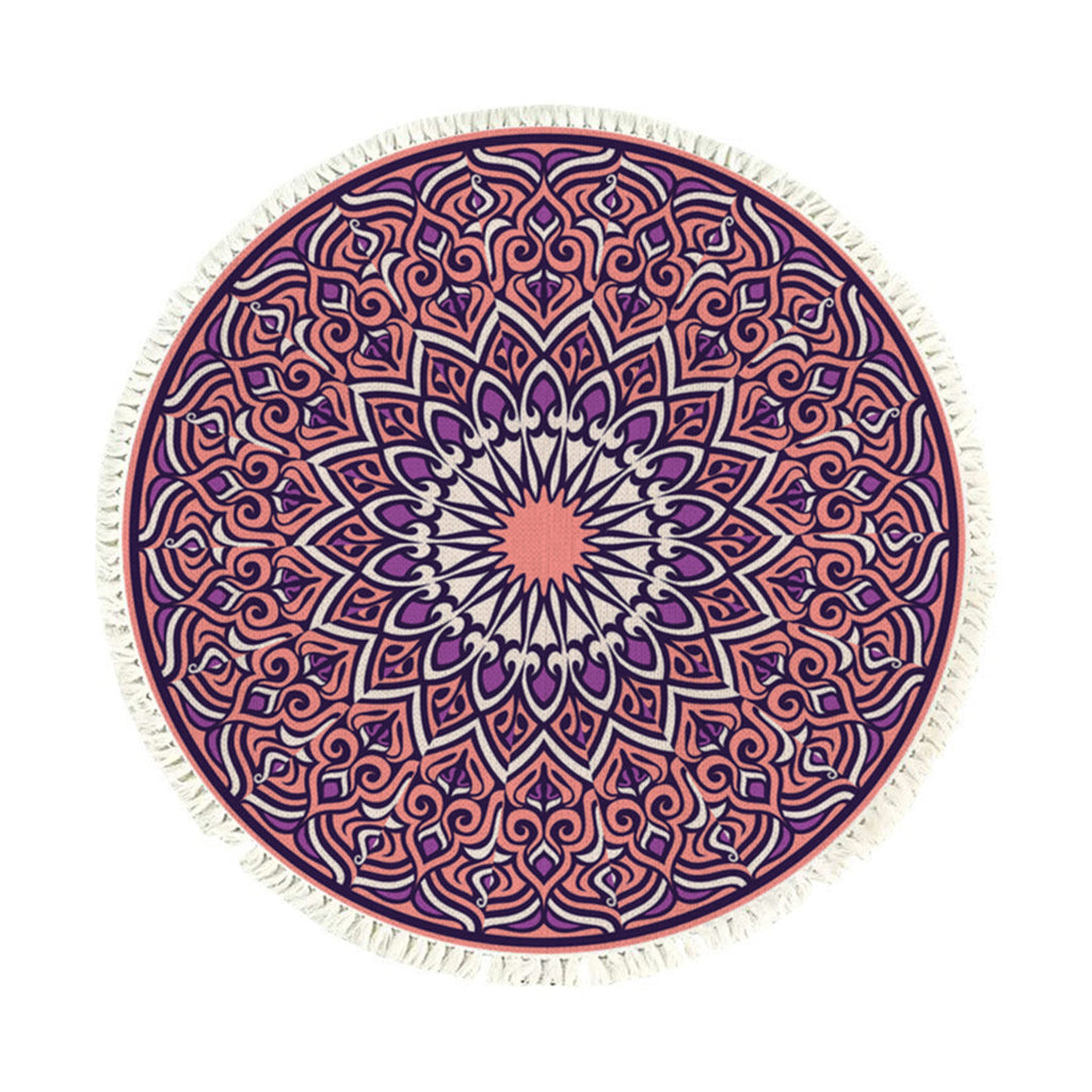 SOGA 90cm Purple Mandala Round Carpet for Living Room Bedroom Anti-slip Doormat Home Decor $ 55.50
