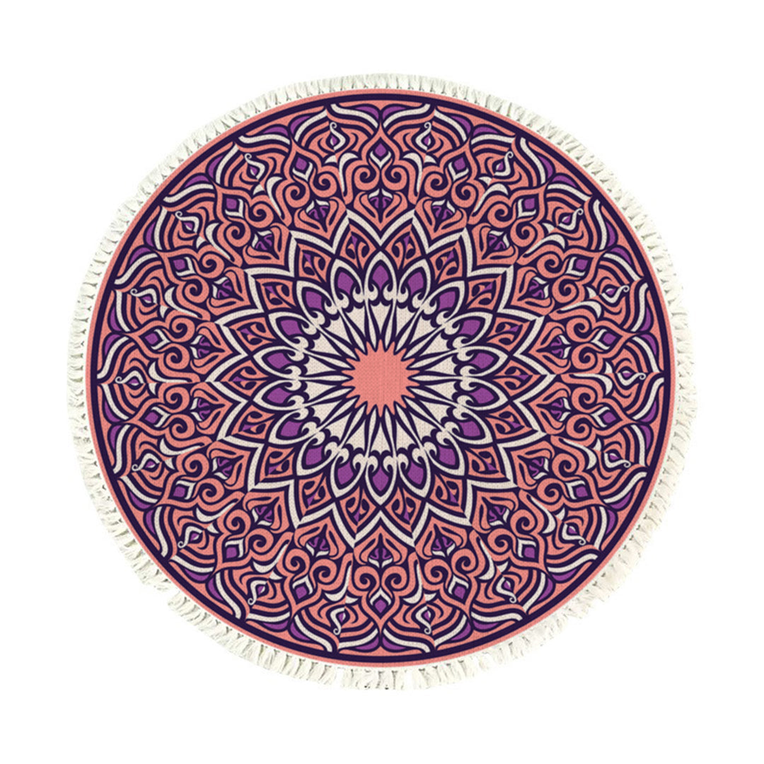 SOGA 90cm Purple Mandala Round Carpet for Living Room Bedroom Anti-slip Doormat Home Decor $ 55.50