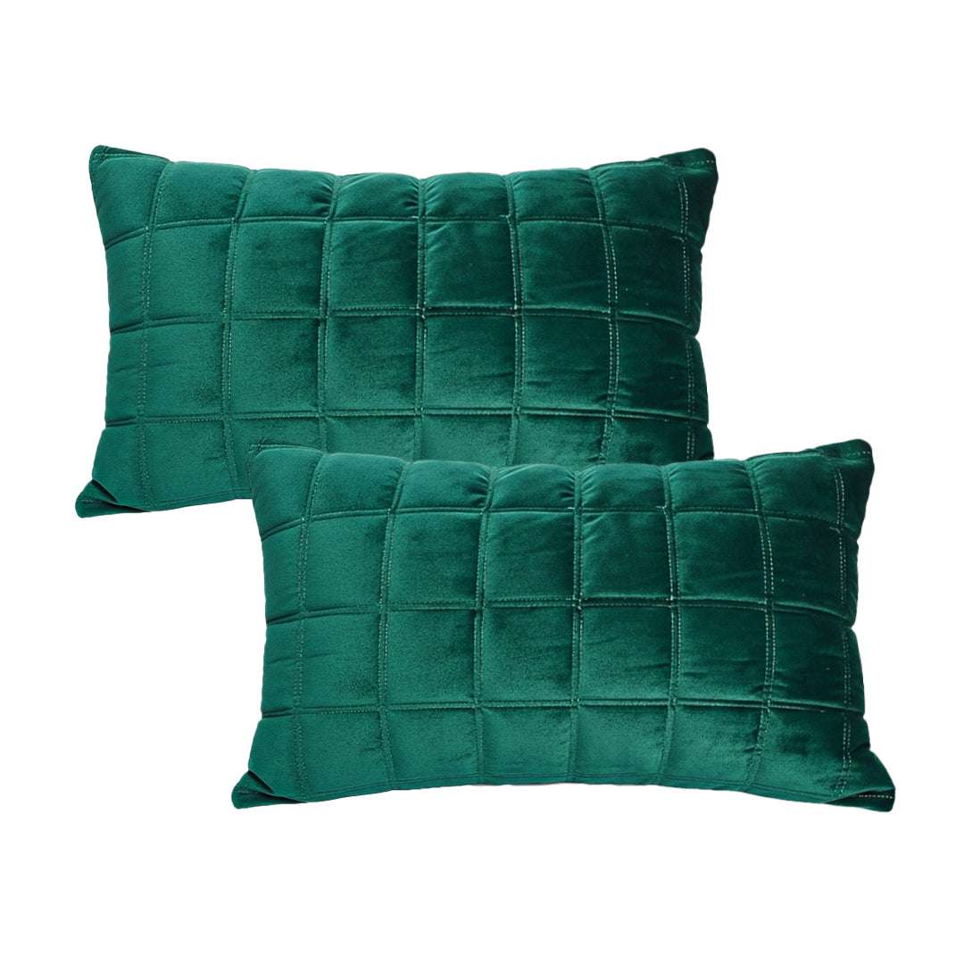 SOGA 2X 30cm Green Velvet Quilted Grid Pattern Decorative Throw Pillow $ 119