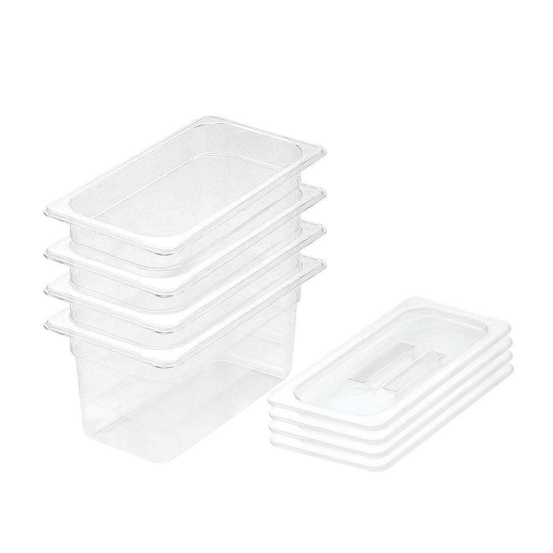 SOGA 150mm Clear Gastronorm GN Pan 1/3 Food Tray Storage Bundle of 4 with Lid $ 172.90