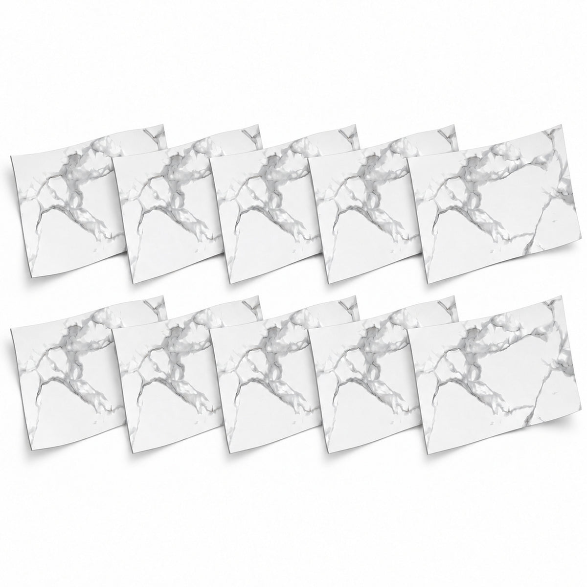 SOGA Peel & Stick Floor and Wall Tiles 30 x 60cm 10 Pack White Grey Faux Marble