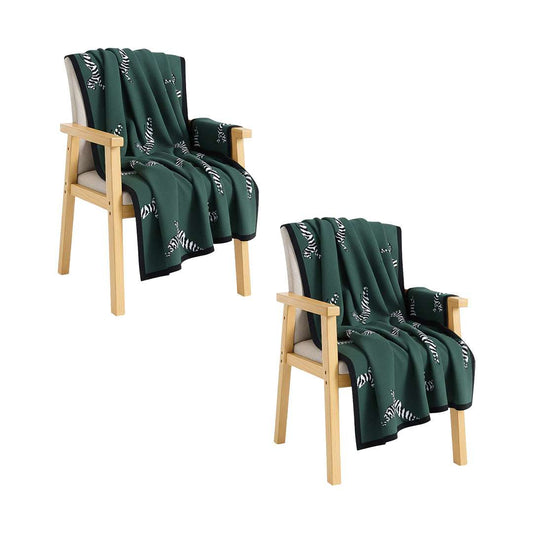 SOGA 2X Forest Green Zebra Print Throw Blanket 130x180cm Acrylic $ 189