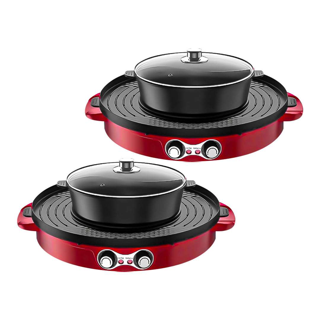 SOGA 2X 2-in-1 44CM Electric Hot Pot BBQ Grill Maifan Stone Non-Stick Coating 2100W $ 452