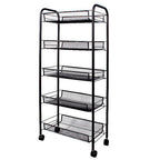 SOGA 5 Tier Steel Black Bee Mesh Kitchen Cart Multi-Functional Shelves Storage Organizer with Wheels $ 72.50