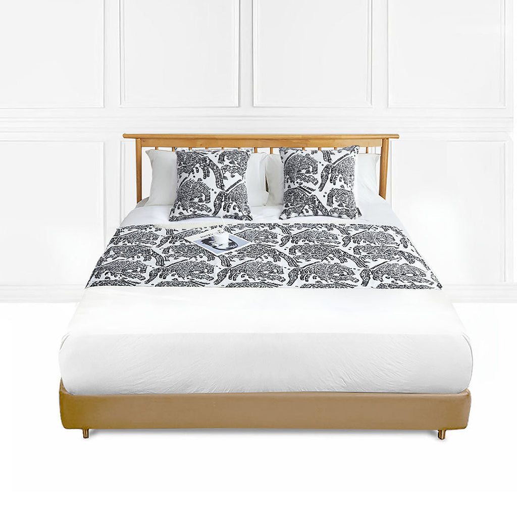 SOGA 1.8m Light Black Luxury Mottled Bed Vintage Scarf Runner Bedding Tail Pad Flag For Home Hotel Set of 3 $ 211.50