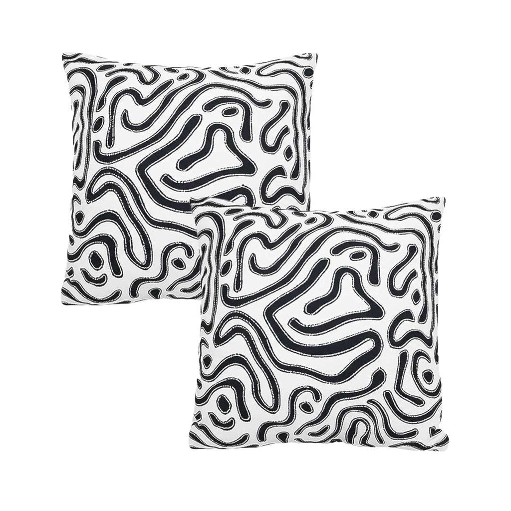 SOGA 2X 50cm Black White Abstract Swirl Pattern Decorative Throw Pillow $ 140