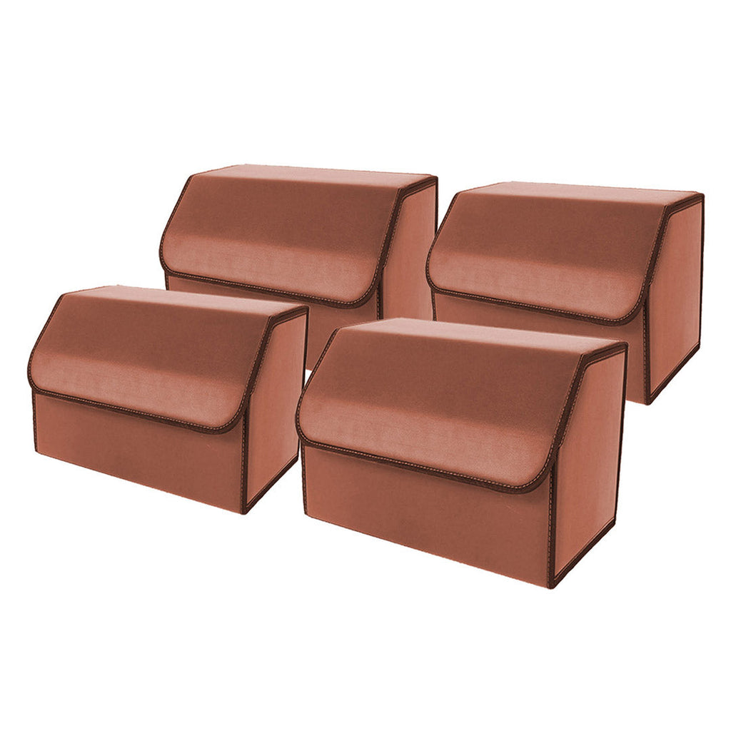 SOGA 4X Leather Car Boot Collapsible Foldable Trunk Cargo Organizer Portable Storage Box Coffee Medium $ 156.50