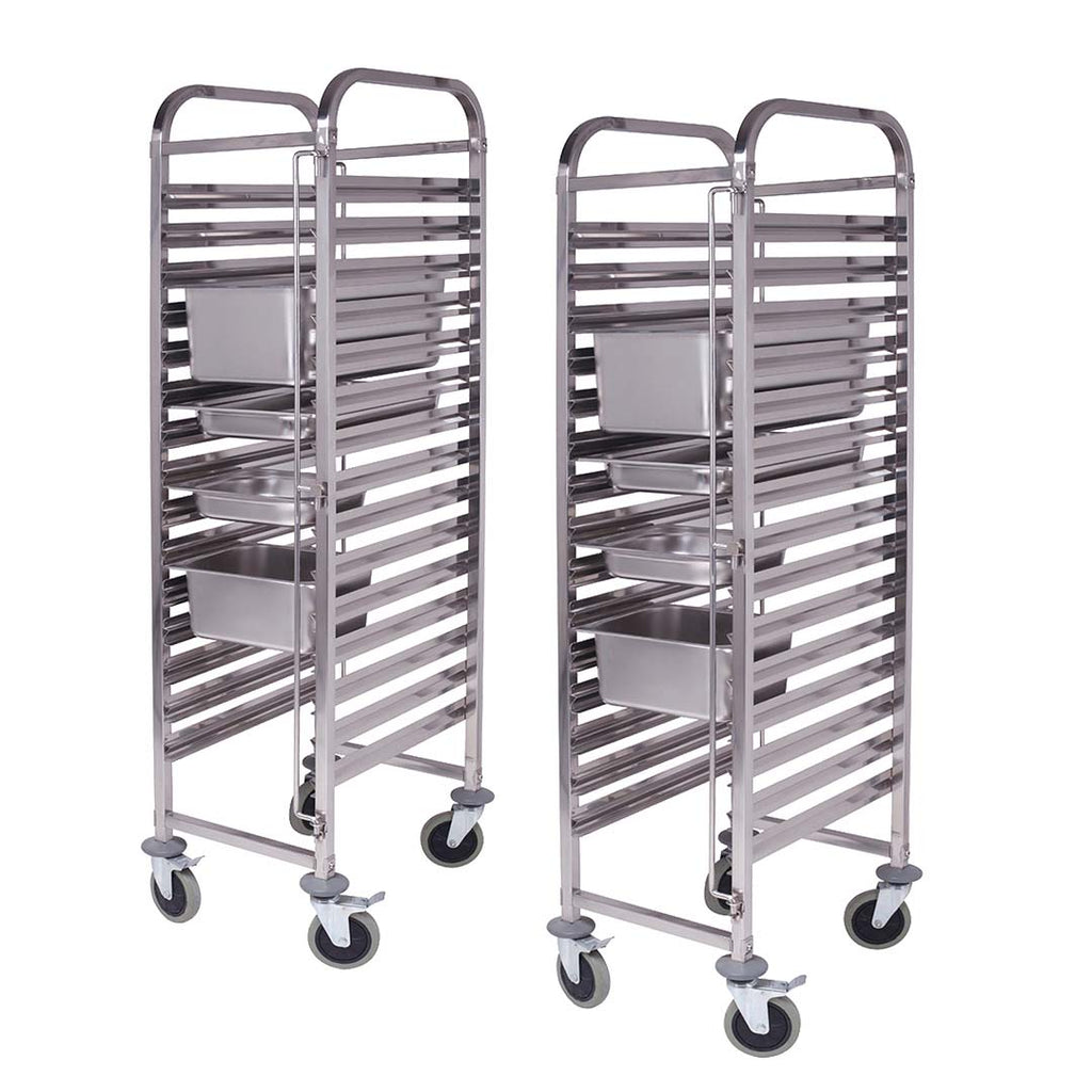 SOGA 2x Gastronorm Trolley 15 Tier Stainless Steel Bakery Trolley Suits GN 1/1 Pans $ 743.90